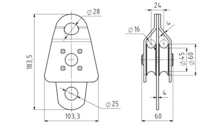  Блок-ролик Вертикаль двойной большой с подшипником в Владимире  