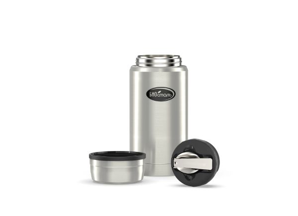 Термос Биосталь 0,75 л с широкой горловиной и ложкой