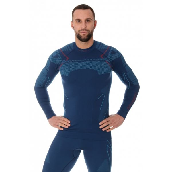 Футболка Brubeck Thermo Nilit Heat черный/голубой мужская в Владимире